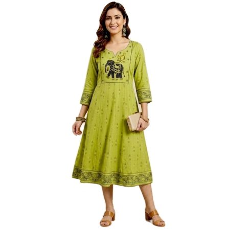 Pista Green Flared Anarkali Kurta (only Top)