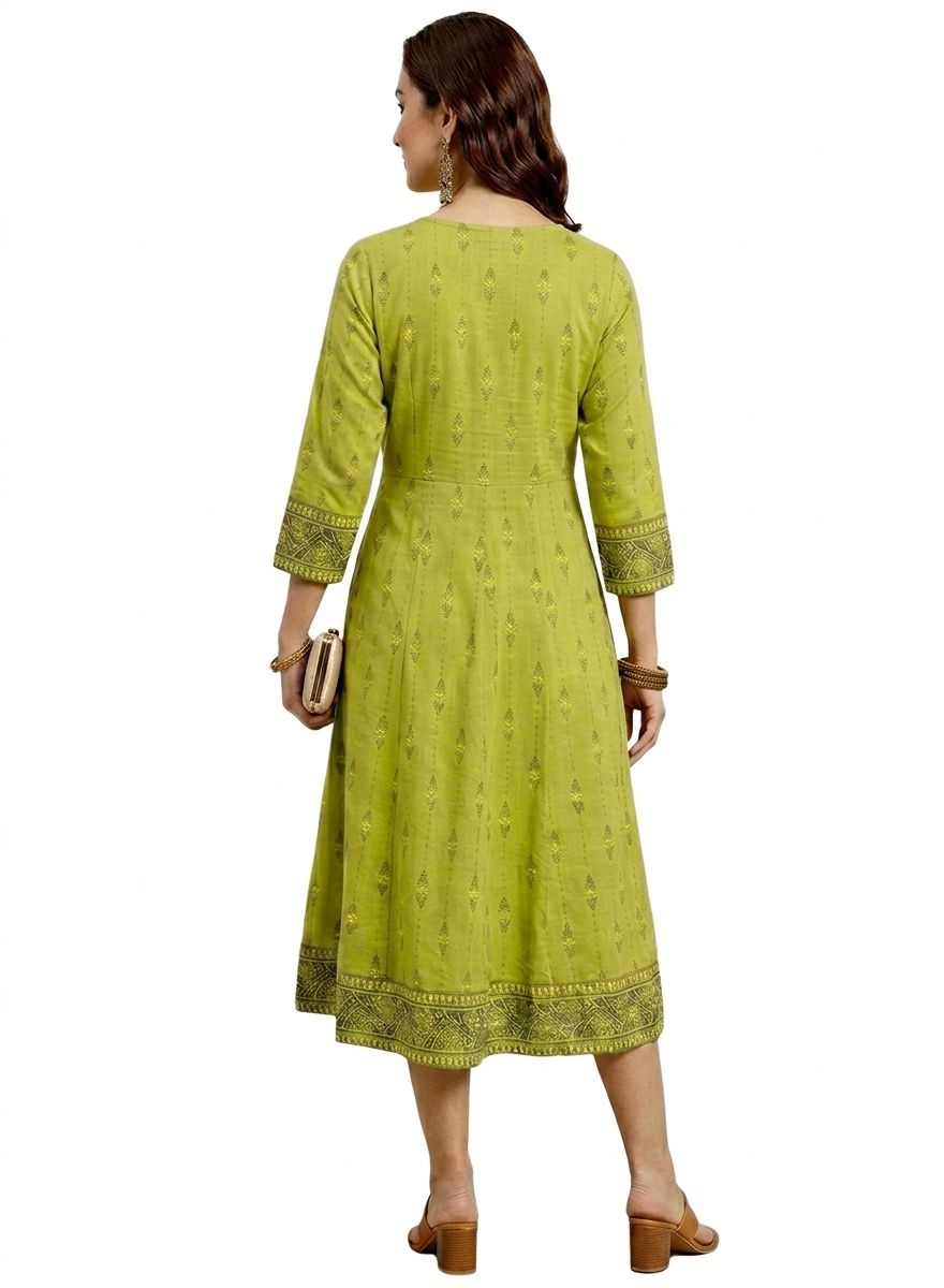 Pista Green Flared Anarkali Kurta (only Top) - Image 2