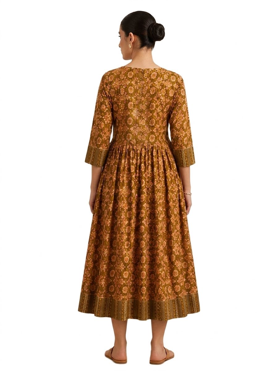 Mehandi Green Flared Panel Anarkali (only Top) - Image 2