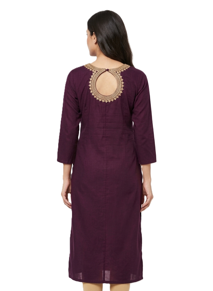 Purple Embroidered Kurti - Image 2